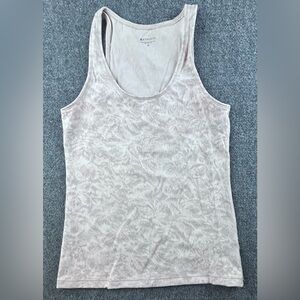 Athleta Womens Pink & White Textured Floral Scoop Neck Tank Top Size M